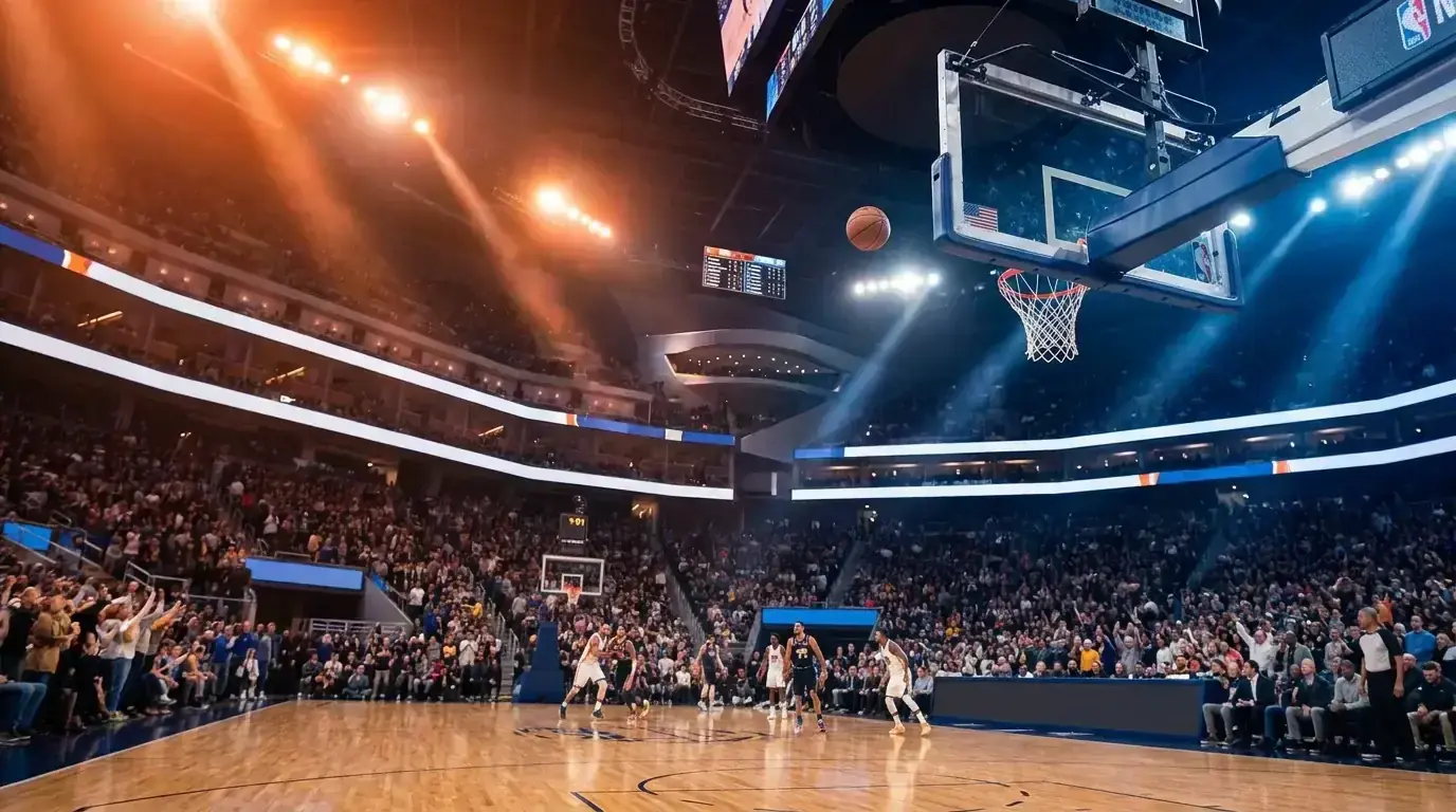 NBA basketball court with betting odds overlay representing UK online betting guide