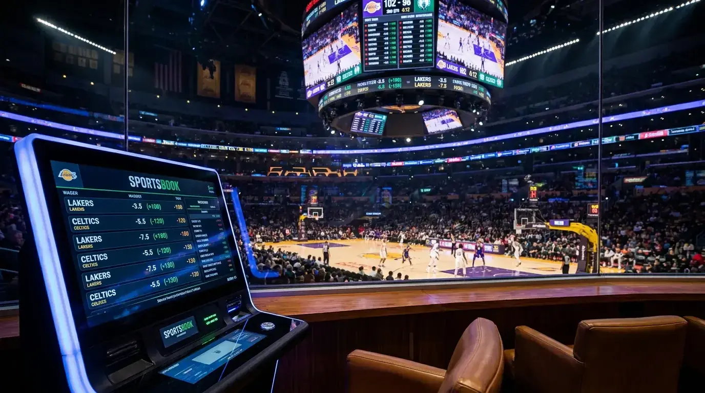 Basketball scoreboard showing NBA point spreads with adjusted betting lines