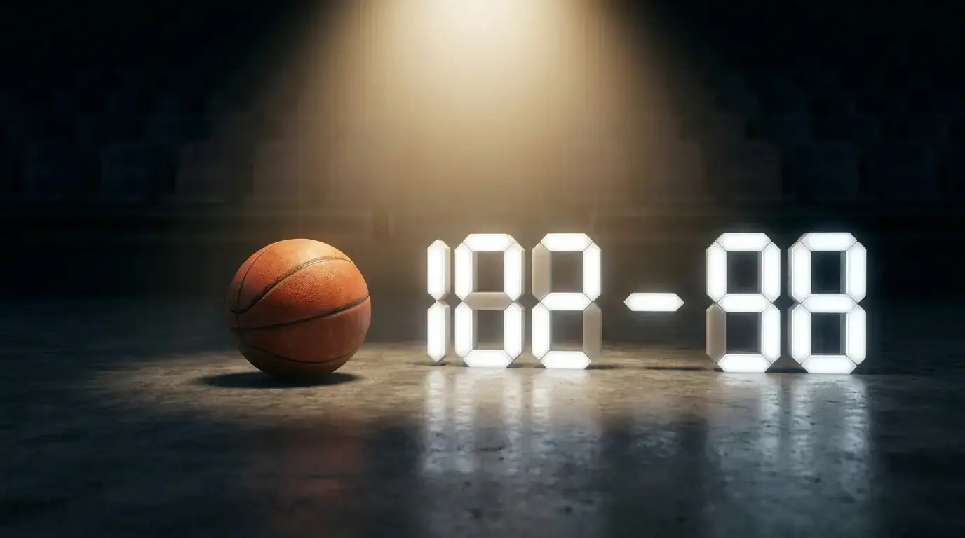 Basketball scoreboard displaying final game score numbers