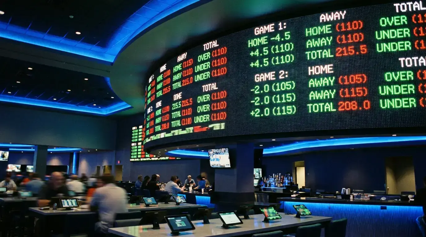 Digital odds board showing NBA betting line movements