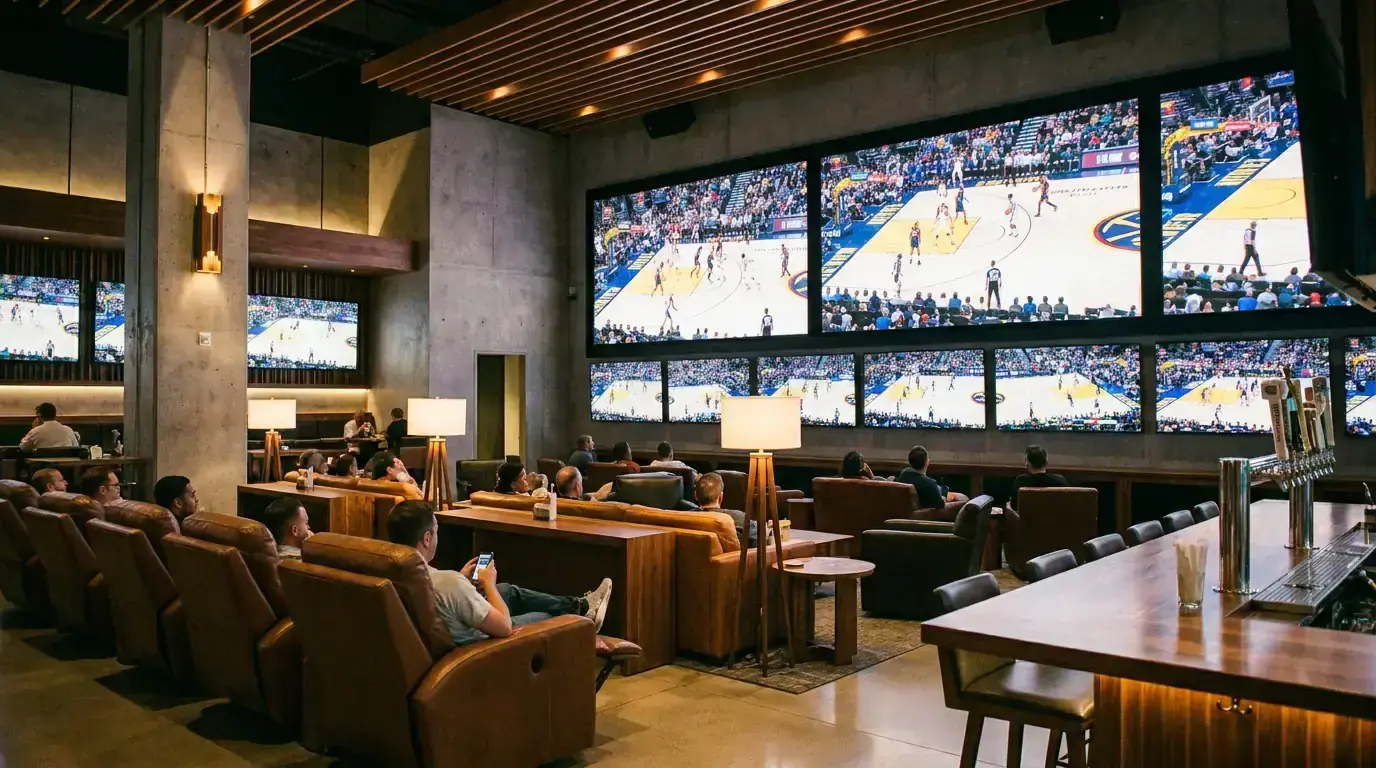 Multiple NBA basketball games on screens representing parlay accumulator betting