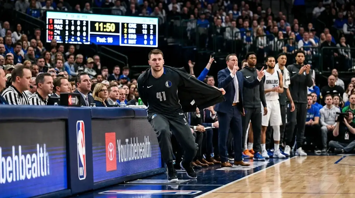 Basketball substitute player entering game from bench during NBA match
